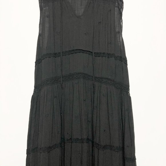 EUC Free People Black Sheer Midnight Midi Dress - Picture 4 of 10